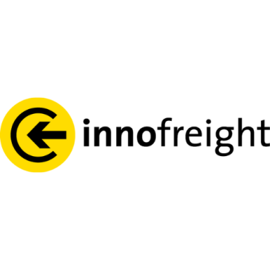 Innofreight Logo mit gelbem Kreis und schwarzem Pfeil nach links neben dem Schriftzug ‚innofreight‘.