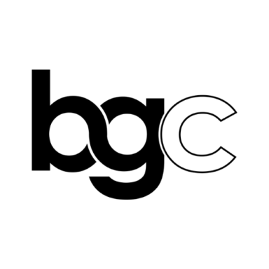 BGC Logo in schwarzer und weißer Schrift auf weißem Hintergrund.